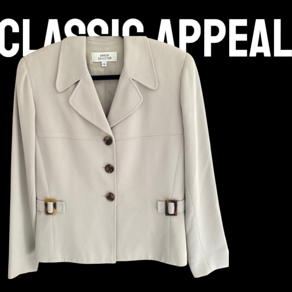 MARISA COLLECTION Light Tan Blazer Jacket with Stylish Details    size 6